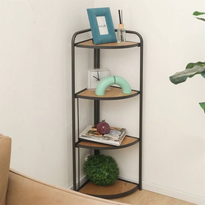 Handmade Four Tier Foldable Corner Shelf - 46.5" - Brown and Gray