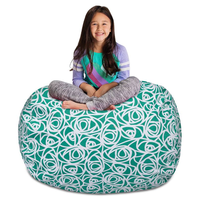 Kids Bean Bag Chair Cover Stuffed Animal Storage or Toy Organizer