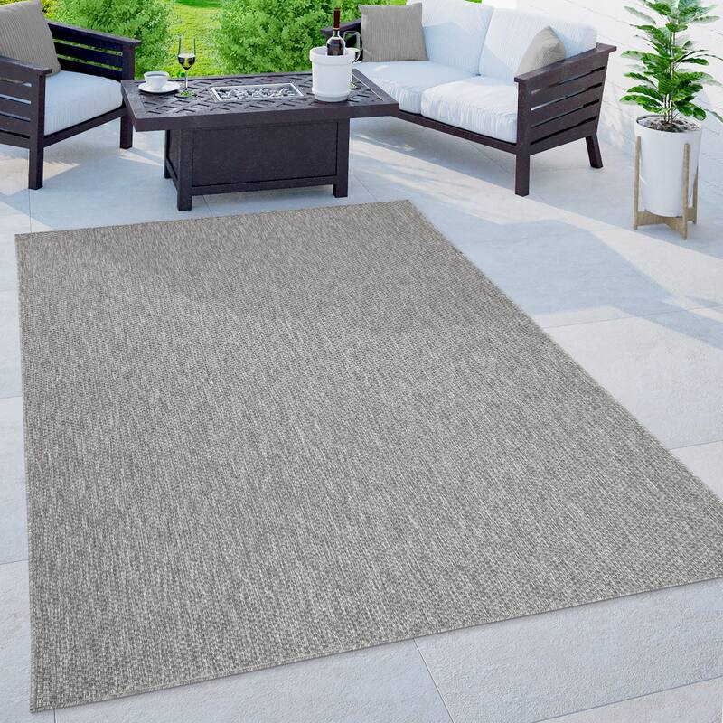 Variegated Waterproof Outdoor Rug for Patio - 7'10" x 11'2" - Grey