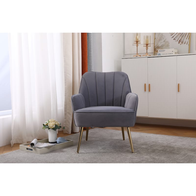 Modern Velvet Easy Assemble Sherpa Armchair for Living Room,Bedroom - Grey