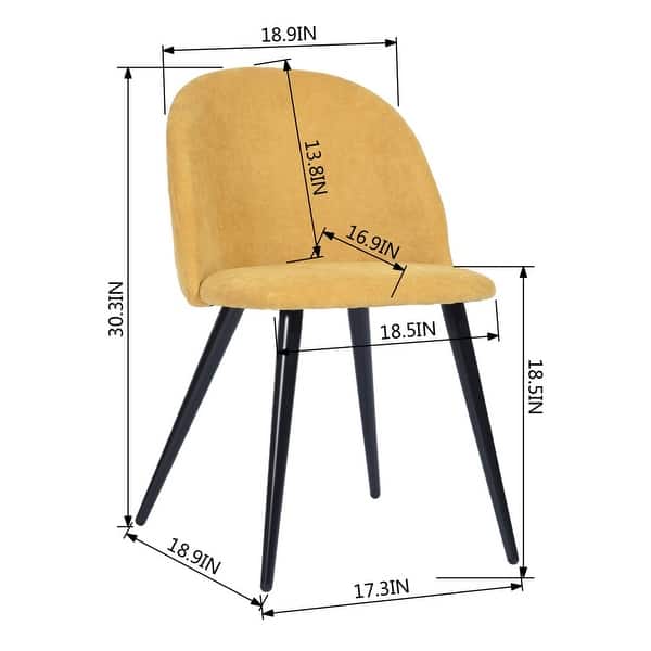 dimension image slide 7 of 14, Homy Casa Mid-Century Modern Fabric Dining Chairs (Set of 2)