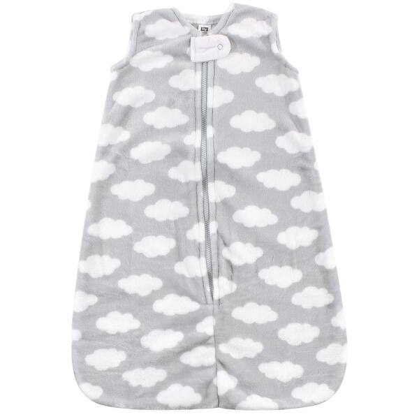 slide 1 of 1, Hudson Baby Infant Plush Sleeping Bag, Sack, Blanket, Gray Clouds Plush 0-6 Months - Gray Clouds Plush