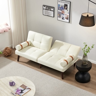 Convertible Sofa Bed Futon with Solid Wood Legs - Bed Bath & Beyond ...
