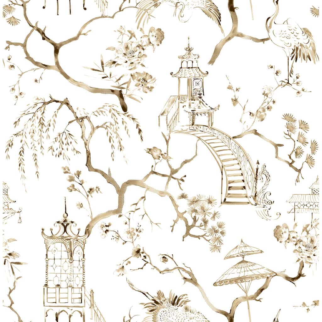 A-Street Prints Serena Coffee Chinoiserie Wallpaper