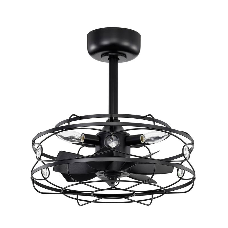 Maeve Black Caged Lighted Ceiling Fan Fandelier 7-Blade Remote Control