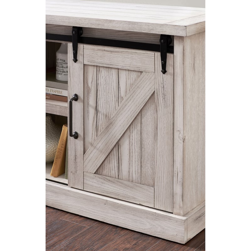 Avondale 60" TV Console, Barn Door Entertainment Stand, Wood Accent Cabinet, Brown