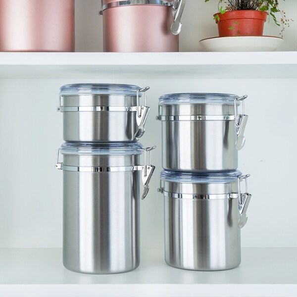 Creative Home 4-Piece Stainless Steel Canister Set with Airtight