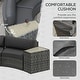 preview thumbnail 5 of 14, Outsunny 8 Piece Patio Furniture Set with 4 Rattan Sofa Chairs & 4 Tables, Outdoor Conversation Set with Storage & Umbrella Hole