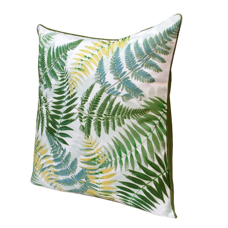 Sevita Fern Forest Green/Yellow Polyester Throw Pillow, 14" x 20"