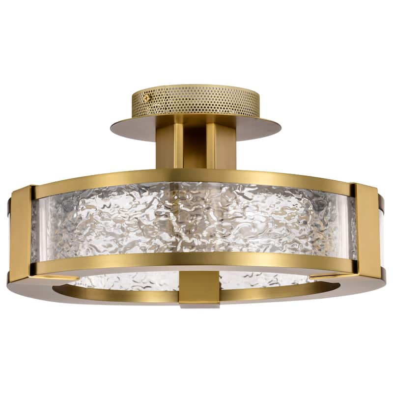 Darrow - 13 Inch LED Semi Flush - Vintage Brass - Acrylic Panels - Vintage Brass - Vintage Brass