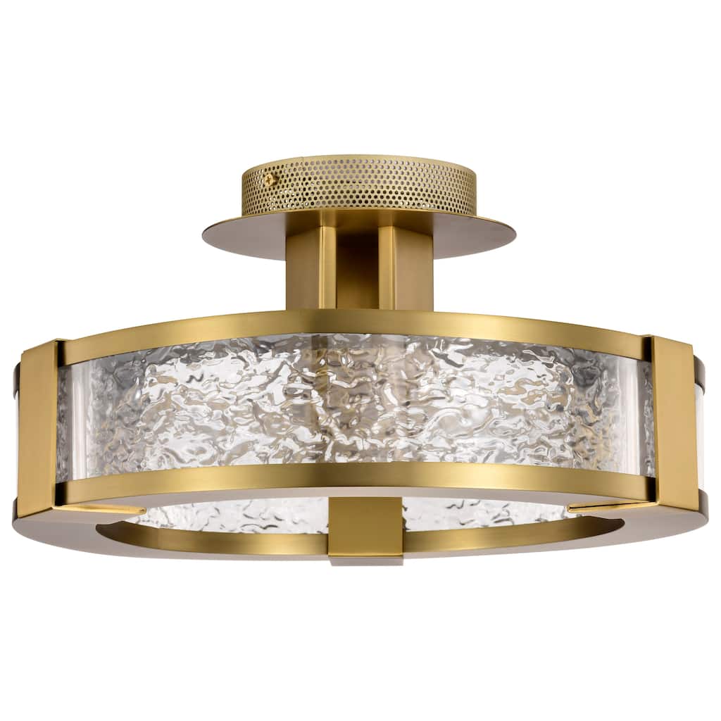 Darrow - 13 Inch LED Semi Flush - Vintage Brass - Acrylic Panels - Vintage Brass