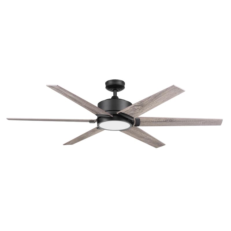 62" Honeywell Talbert Ceiling Fan with Color Changing LED Light, Remote Control, Dual Mounting Options, Dual Finish Blades