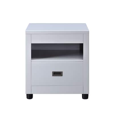 Wooden End Table with Open Shelf and Drawer