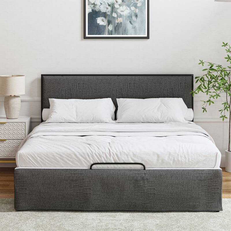 Oliver Modern Washable Slipcover Bed Upholstered Metal by HULALA HOME