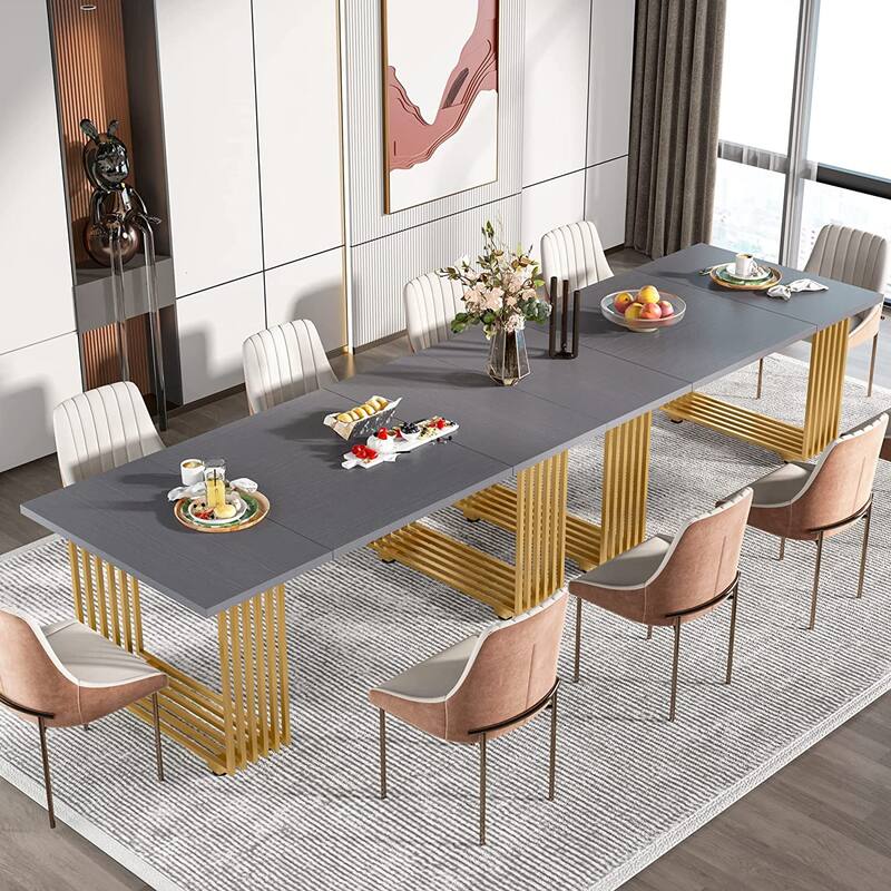 Modern Dining Table for 6-8 People, 70.8 Inches White Kitchen Table