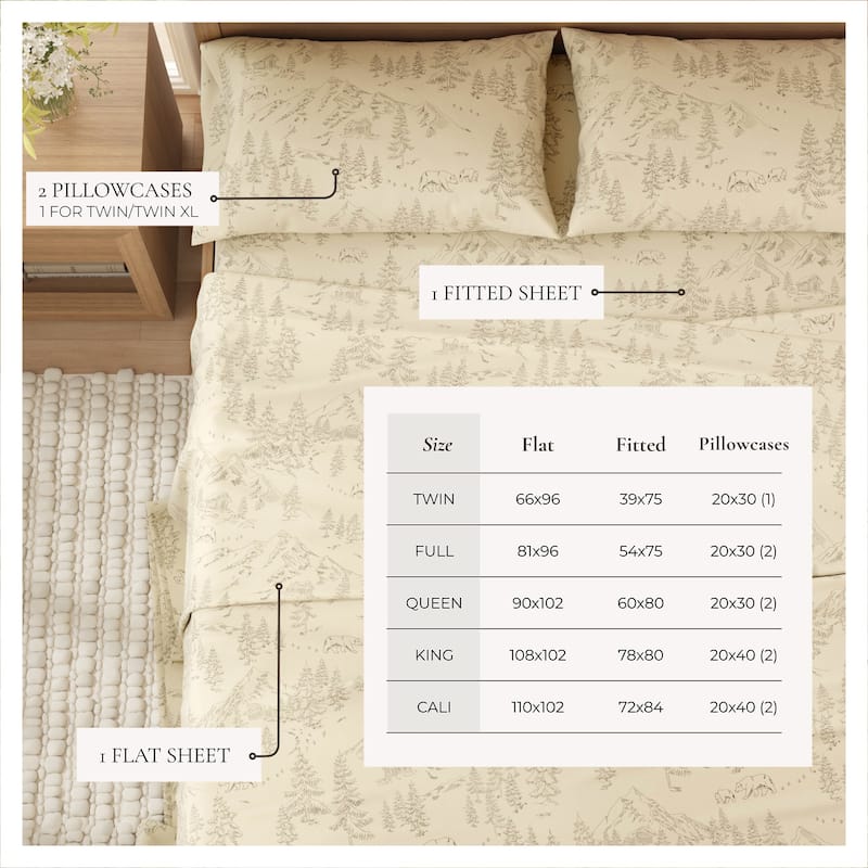 Linery & Co. Ultra-Soft Turkish Cotton Flannel Christmas Print Sheet Set
