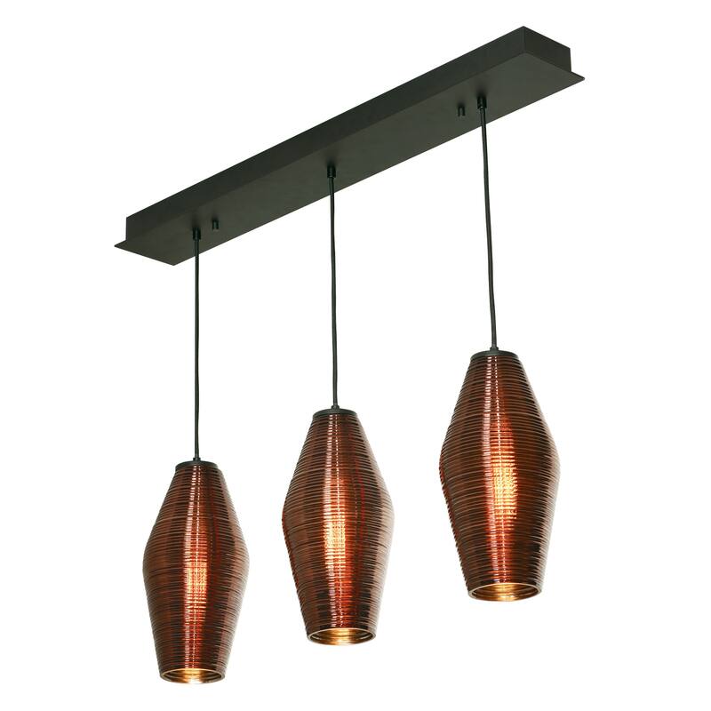 Mila 3 Light Linear Pendant - Black/Copper Shades