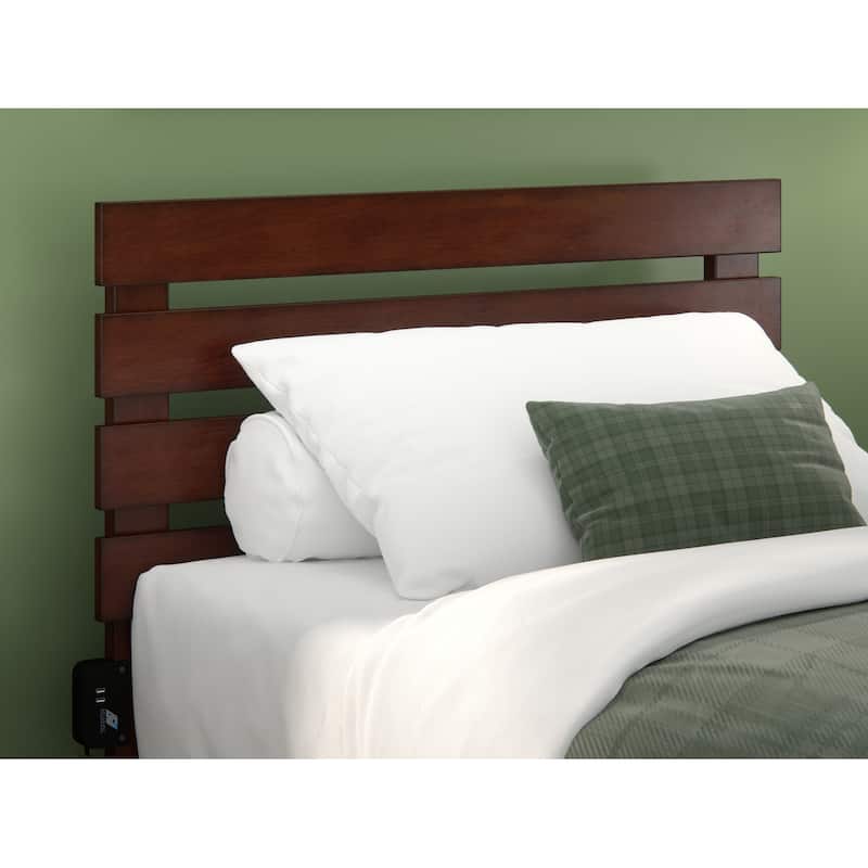 AFI Oxford Headboard with Attachable Charger - Walnut - Twin