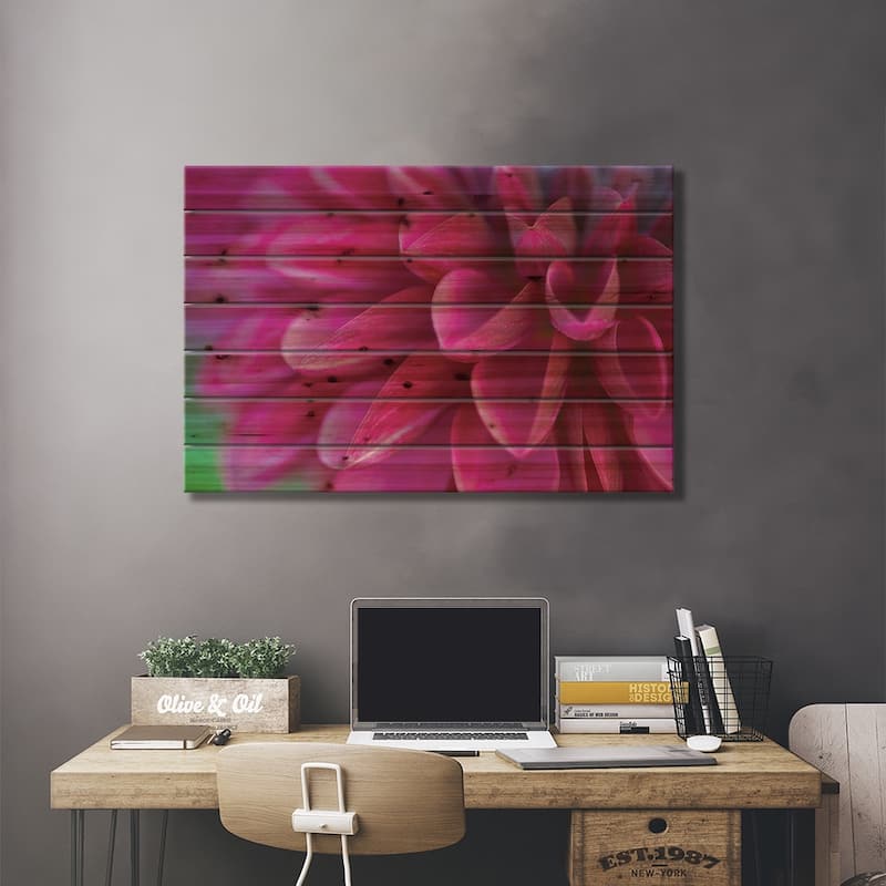 Pink Chrysanthemum Print On Wood by PhotoINC Studio - Multi-Color