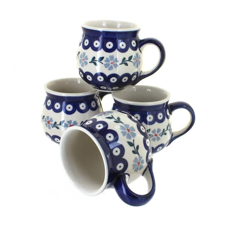 Blue Rose Polish Pottery K090-4 Manufaktura Bubble Mug Set - Blue Violet