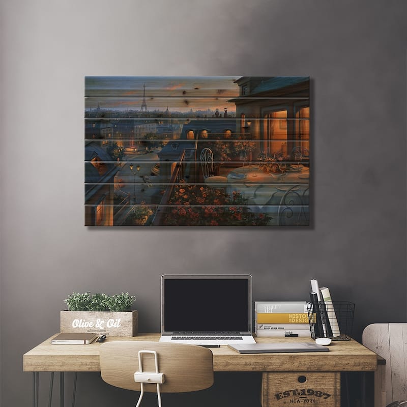 Paris Evening Print On Wood by Evgeny Lushpin - Multi-Color