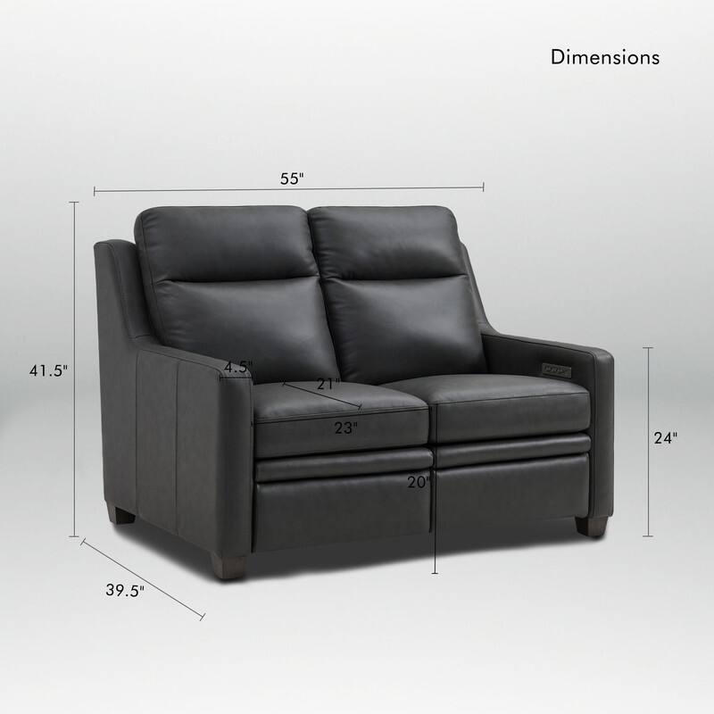 Genuine Leather Recliner Sofa 56" Triple-Motor Power Zero-Wall Reclining Loveseat with USB&USB-C Port