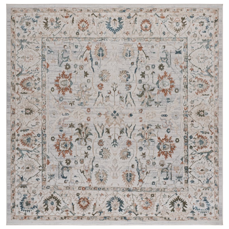 SAFAVIEH Maven Beong Traditional Floral Rug - 6'7" Square - Ivory/Light Blue