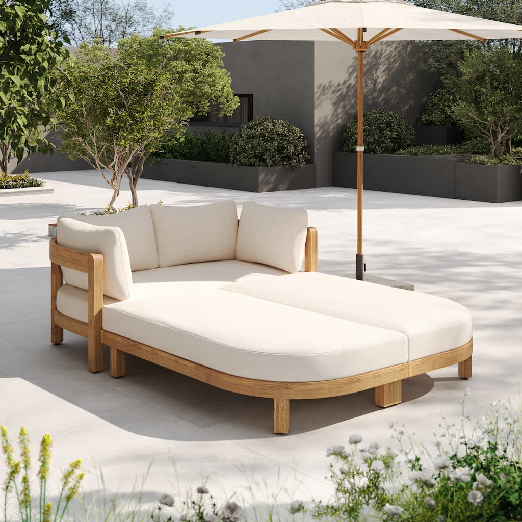 Scott Living Donovan Outdoor Acacia Wood Daybed with Cushion
