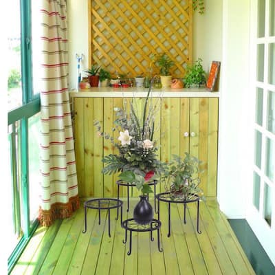 4 Pack Plant Stand Metal Potted Flower Stands Indoor/Outdoor Display Shelf Garden Balcony