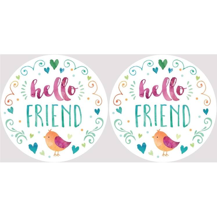 Hello Friend Little Birdie Car Coasters Set of 2 - Multi