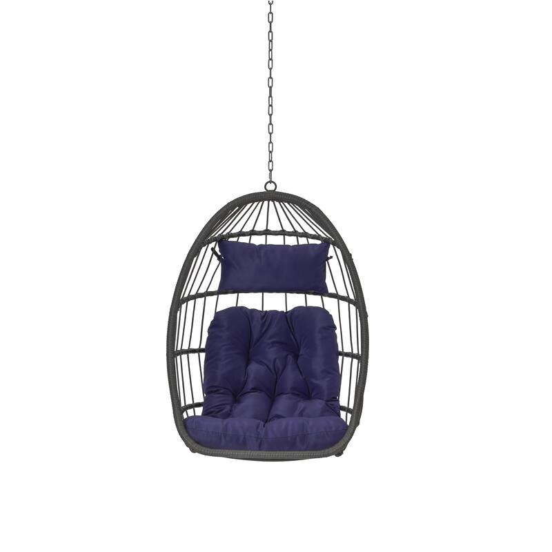 GDFStudio - Penelope Outdoor Rattan Egg Swing Chair for Relaxed and Stylish Garden Lounging