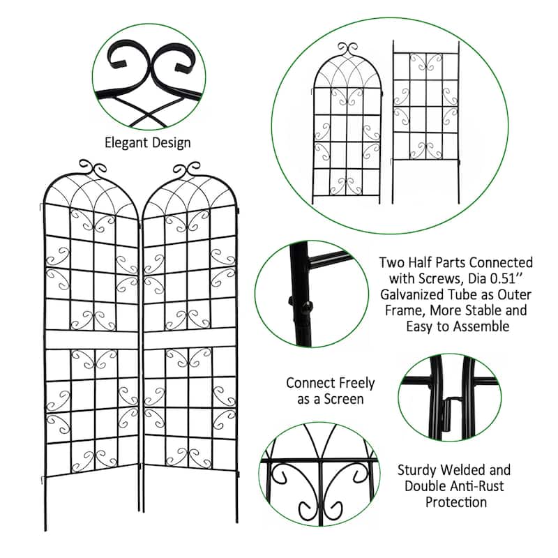 4 Pack Metal Garden Trellis 86.7" x 19.7" Rustproof Trellis for Climbing Plants Outdoor Flower Support Cream