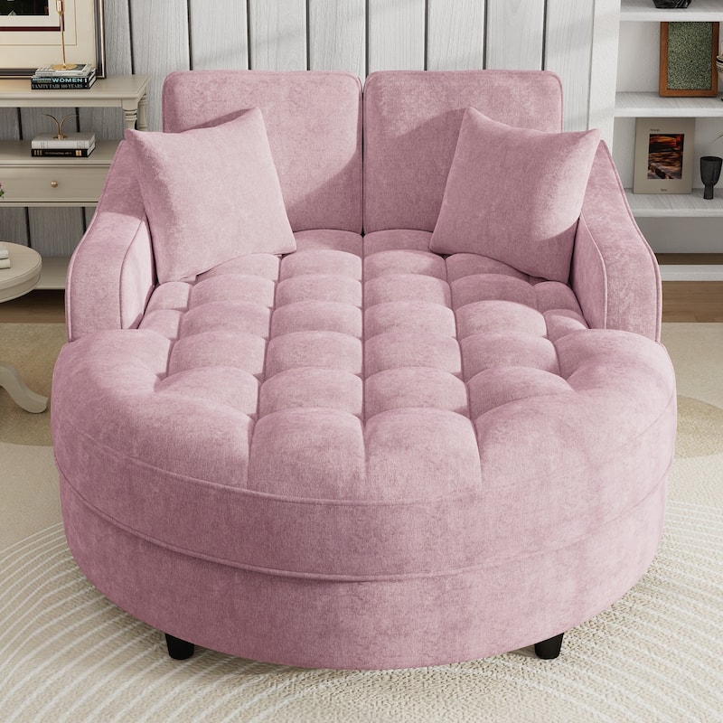 55" Modern Chaise Lounge Sofa Bed Upholstered Sofa Couch with Seat and Detachable Pillows for Living Room