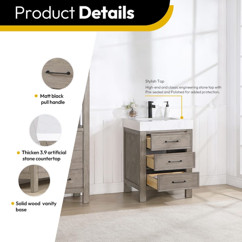 Miseno MV-NM-703824 León 24" Free Standing Single Basin Vanity Set