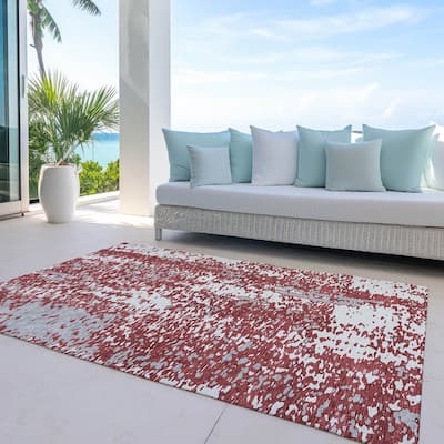 Machine Washable Indoor/ Outdoor Modern Abstract Chantille Rug