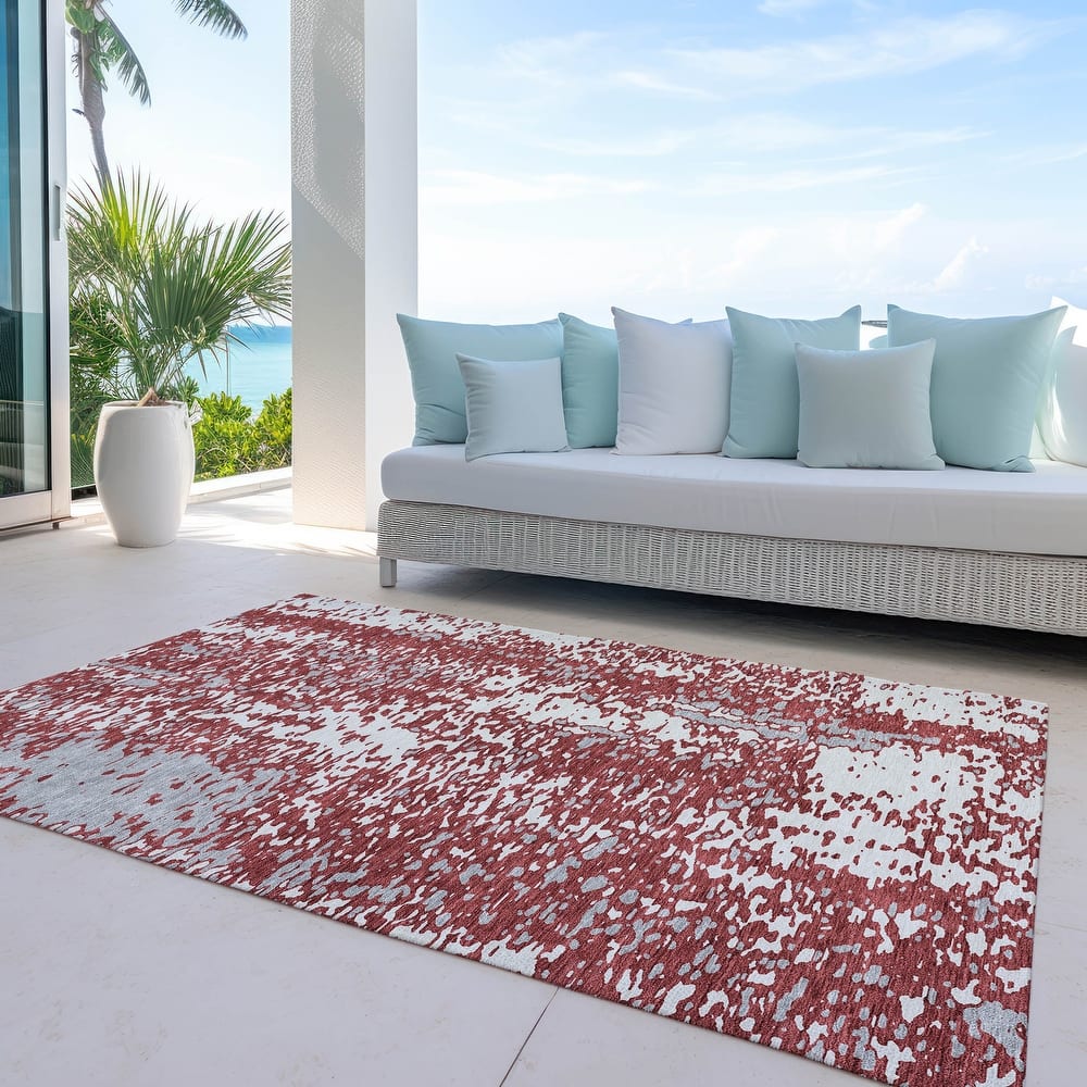 Machine Washable Indoor/ Outdoor Modern Abstract Chantille Rug
