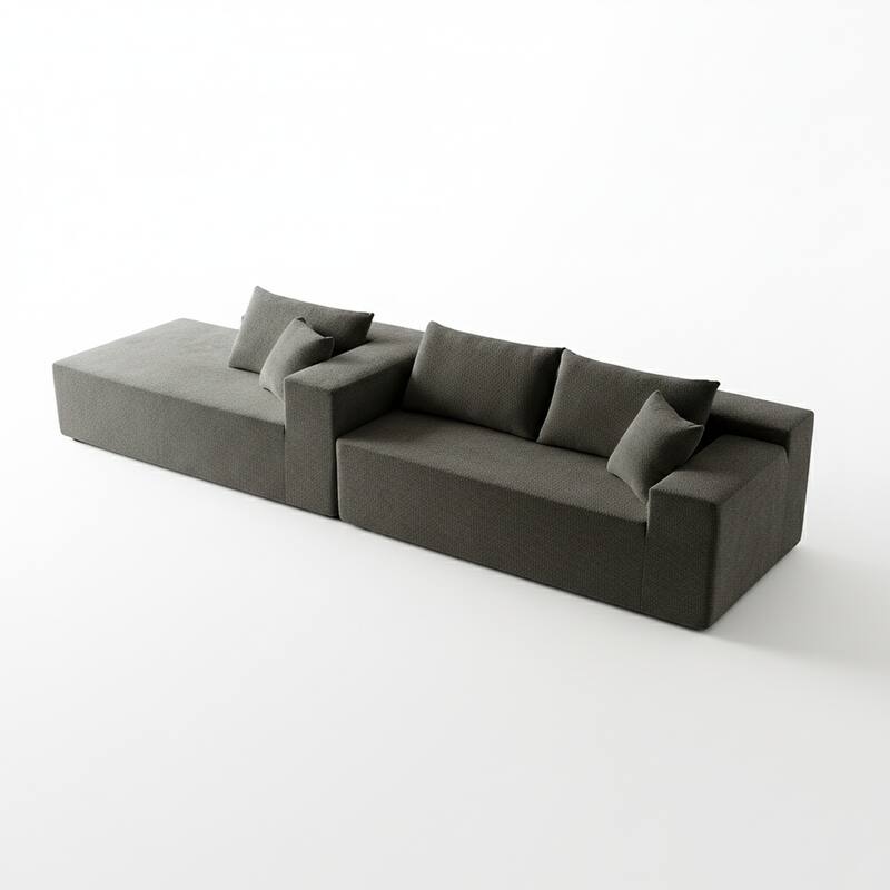 103.54" L-Shaped Modern High-Density Sponge Velvet Modular Sectional Sofa with Chaise & Pillows