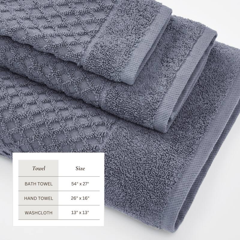 Linery & Co. Cotton Diamond Waffle Texture Bath Towels