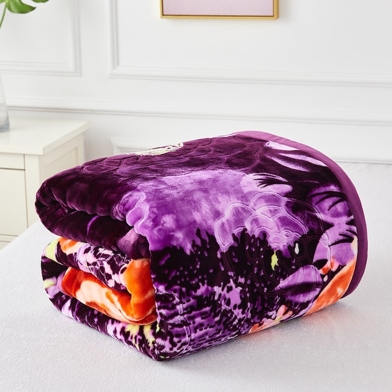 Ultra Soft Velvet Raschel Blanket Plush Bed Blanket 8-9 LBS