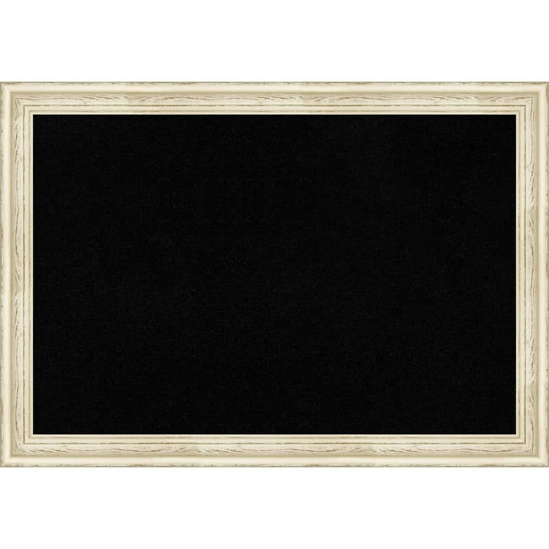 Country White Wash Wood Framed Black Corkboard Bulletin Board