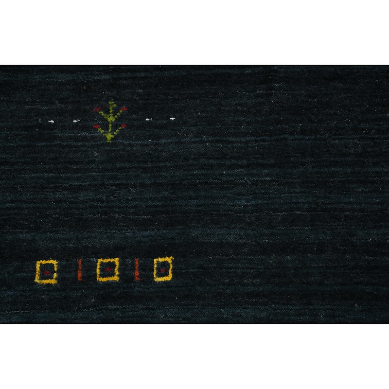 Hand Knotted Oriental 100% Wool Carpet Tribal Animal Pictorial Navy Blue & Blues Gabbeh Area Rug - 8' 10'' X 9' 0''