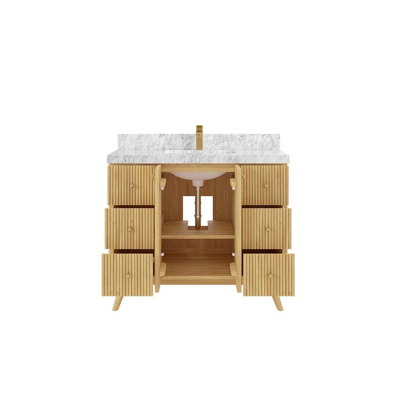 Willow Collections 42 in. W x 22 in. D Pasadena Solid TeakSingle Sink Bathroom Vanity with Countertop