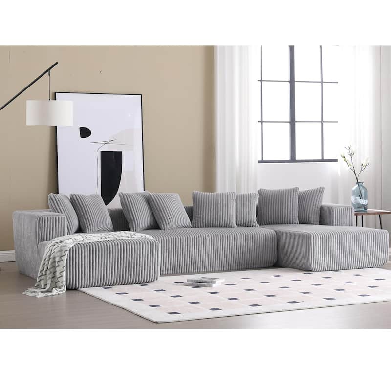 131"Modular Sectional Couch,U-shaped Sofa,Chaise Lounge,Striped fabric,Upholstered 4 Seater Couch for Living Room, Bedroom