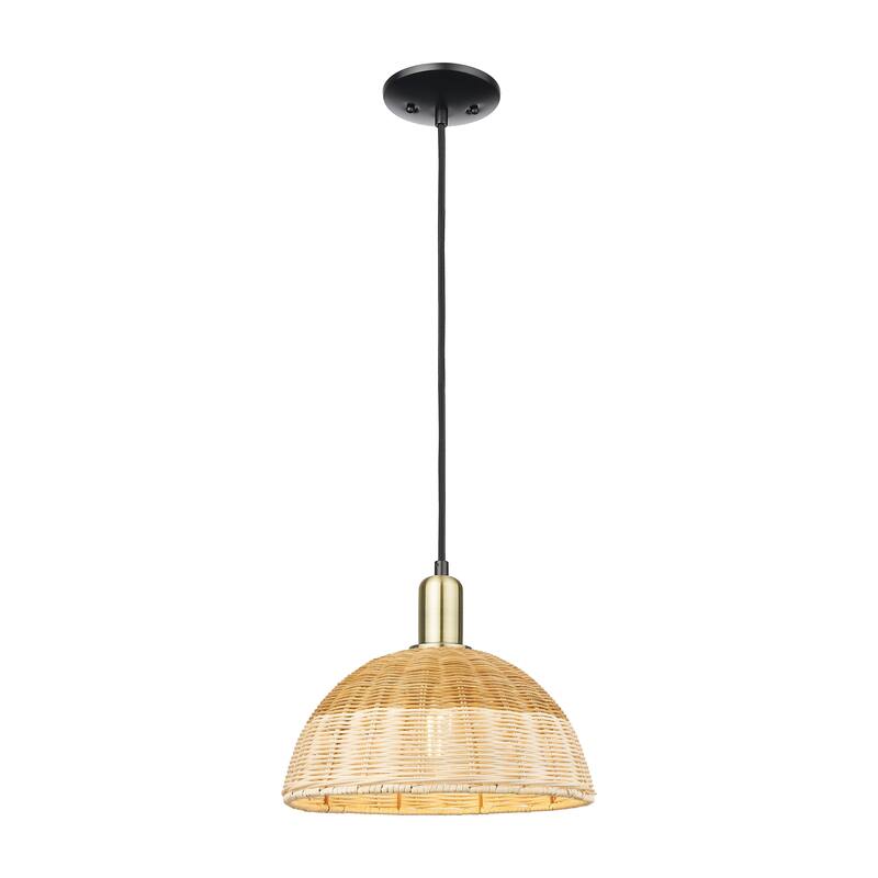 Innovations Lighting Downtown Urban - Natural Ballston Dome - 1 Light Cord Hung Mini Pendant with Basketweave Shade