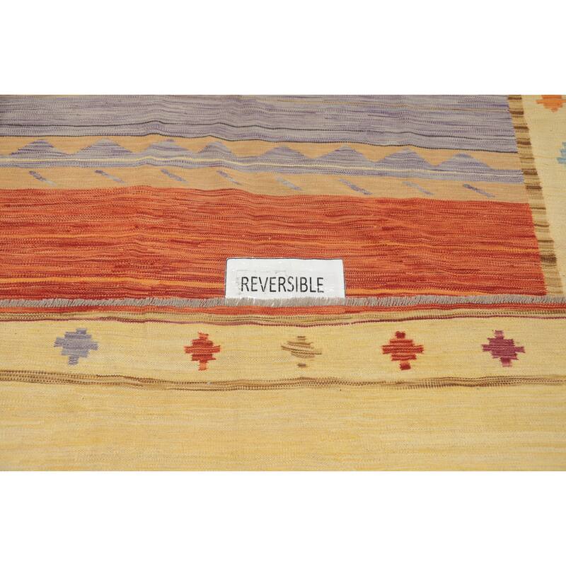 Hand Woven Oriental 100% Wool Carpet Southwestern Tribal Multi-Colored Kilim Area Rug - 8' 2'' X 5' 6''