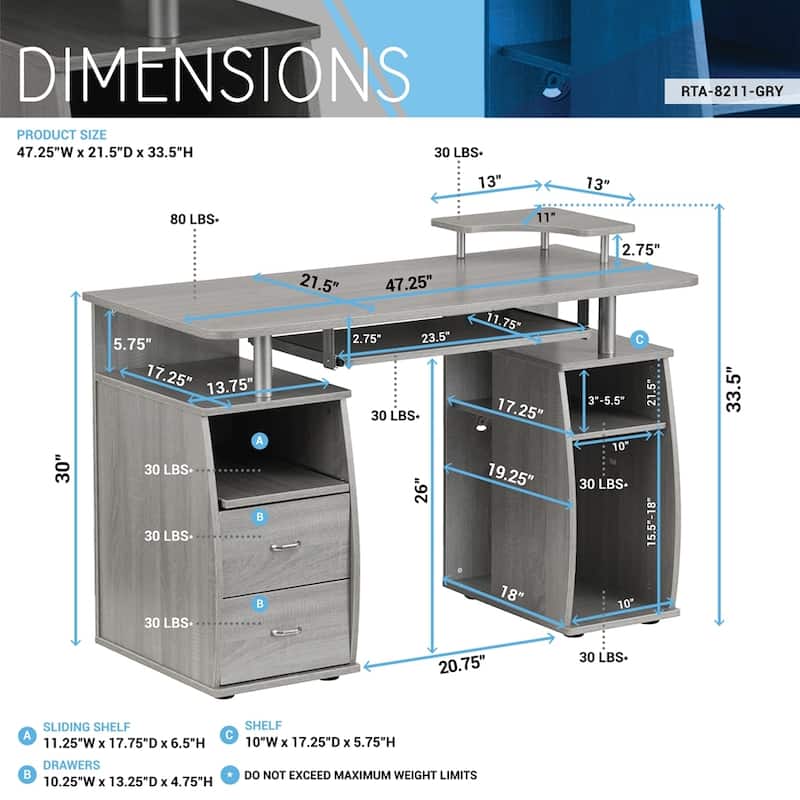 Complete Computer Workstation Desk With Storage