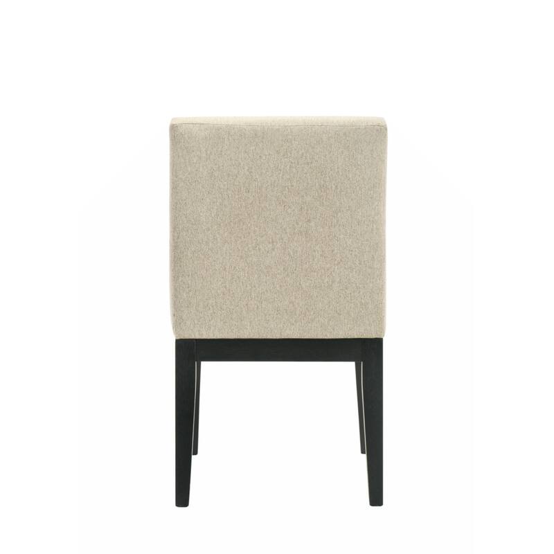 Side Chair (Set-2), Beige Fabric & Black Finish