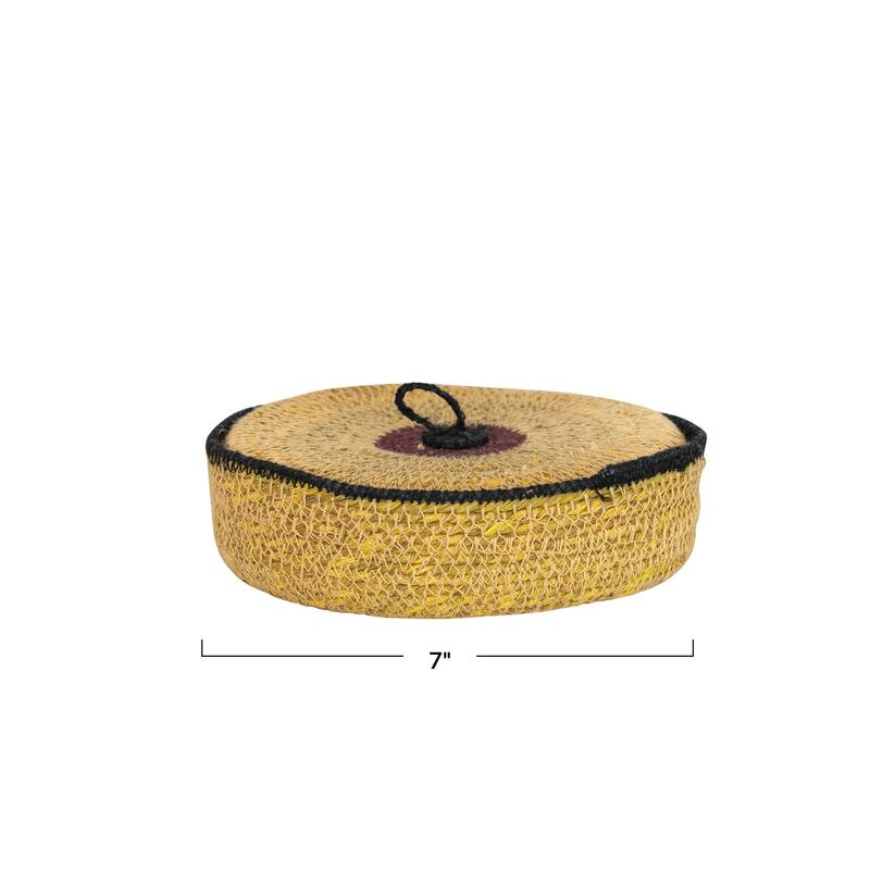 Seagrass Tray Baskets with Loop - 7.0"L x 7.0"W x 2.0"H