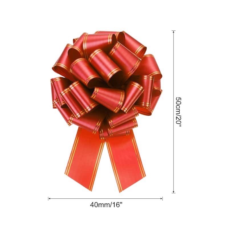 12 Inch Giant Large Pull Bow Big Metallic Car Bows Ribbon w Gold Edge - Red - 16 Inch