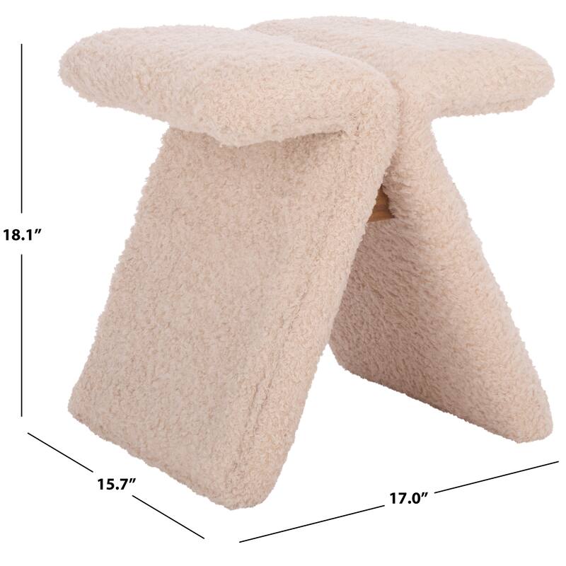 SAFAVIEH Couture Tessabella Teddy Fabric Ottoman